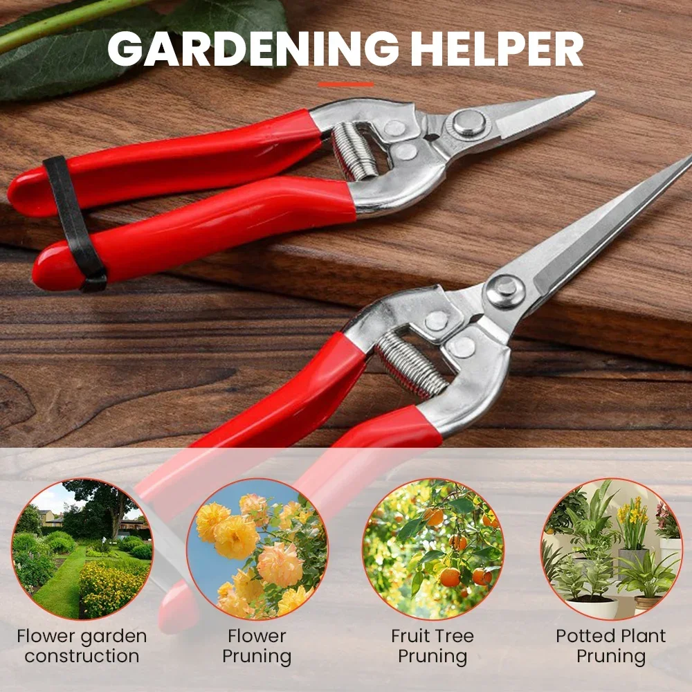 Stainless Steel Garden Pruning Shears Potted Tree Branches Scissors Fruit Picking Small Scissors Orchard Farm Gardening Tools