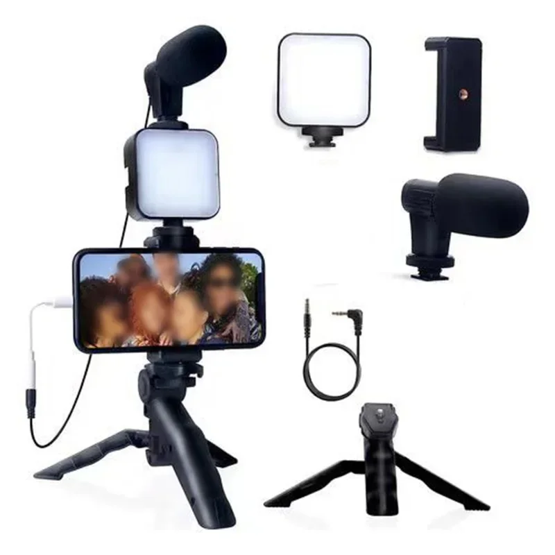 

Enhance Lighting Conditions for Your Vlogs with Smartphone Vlog Kit Tripod Stand Mini Microphone LED Fill Light