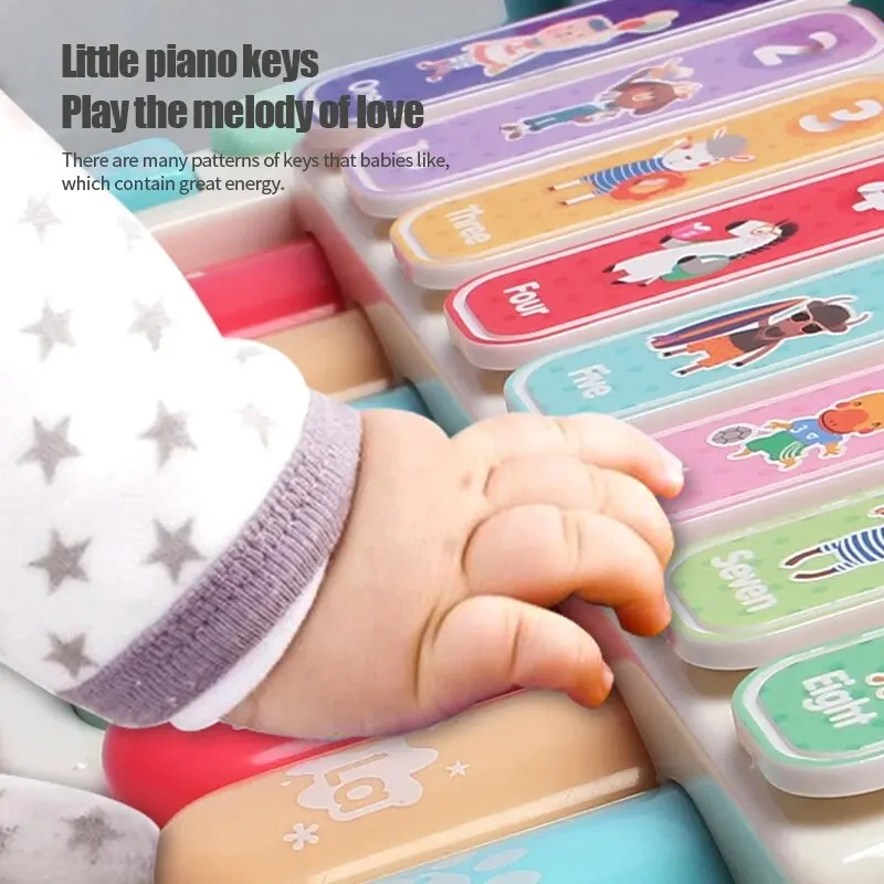 Juego de tambor de juguete para niños, instrumentos musicales, luces de micrófono, Teclado de Piano, juguetes educativos de aprendizaje temprano, niña de 3 años