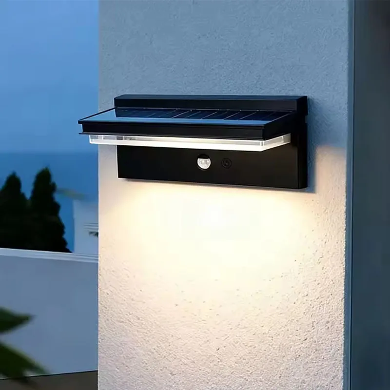 Outdoor Solar Wall Light LED IPX5 Waterproof Wall Lamp Motion Sensor Wall Sconce Balcony Porch Garden Exterior Decor Lighting