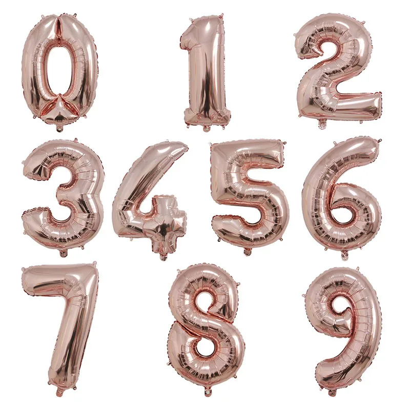 32inch Number 0123456789Balloons Green Rose Silver Red Digit Figure Balloon Children Adult Holiday Birthday Decor Party Supplies