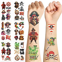 10pcs Cool Pirate series Tattoo Stickers Cartoon Anime Child Temporary Tattoos Sticker Toys Funny Kids Birthday Reward Gifts