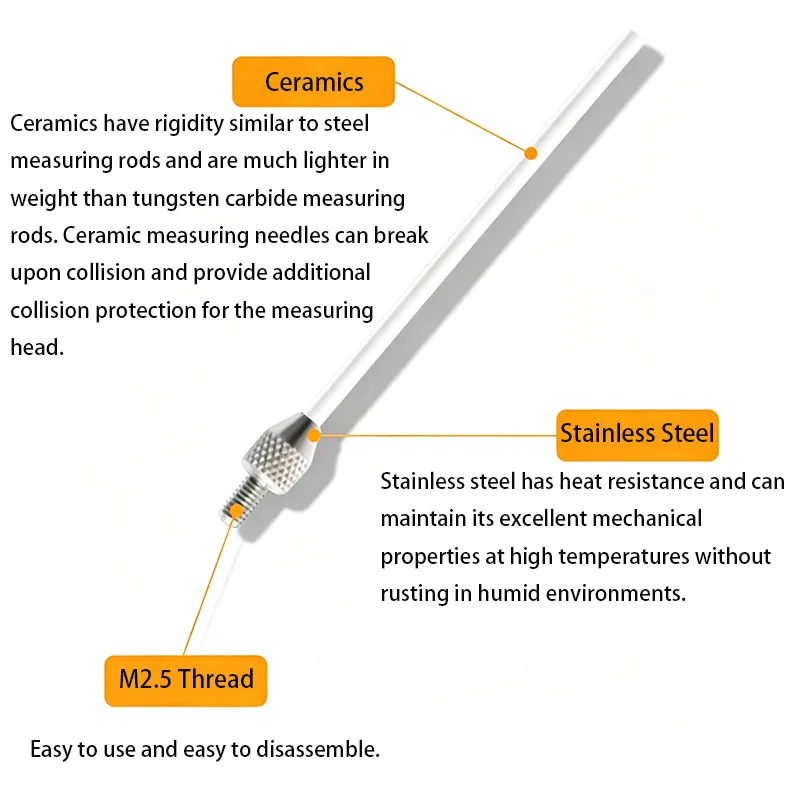 Ceramic Flat Measuring Needle Height Gauge CNC Precision Dial Gauge Measuring Probe for Accurate Height Measurement