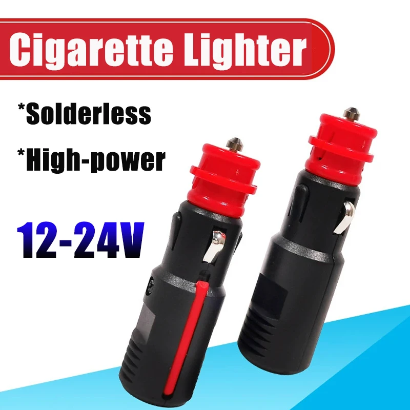 Car Cigarette Lighter Plug 12V-24V 8A European-style Unlit Male Plug Solderless High-Power Cigarette Lighter Universal Car Parts