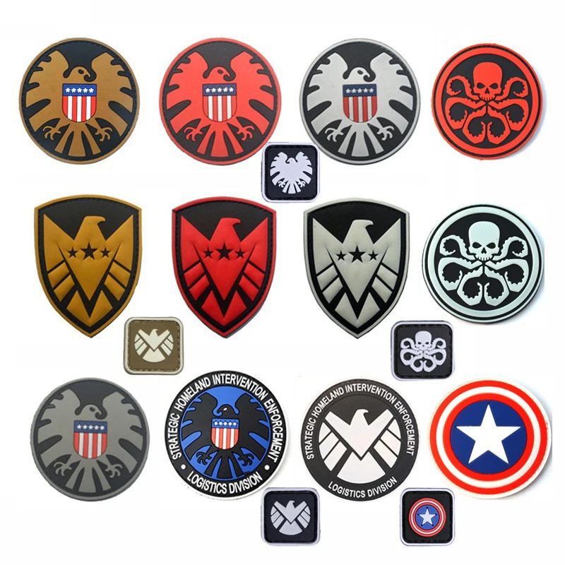 Avengers: S.H.I.E.L.D. luminous hook and loop patches badge, Captain America badge, 3D morale armband, backpack hat, DIY patch