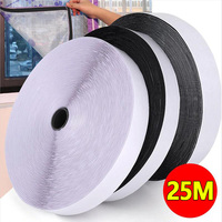 25M Strong Self Adhesive Hook and Loop Fastener Tape Nylon Sticker Hook Loop Strap with Glue for DIY Clothing Craft Accessories
