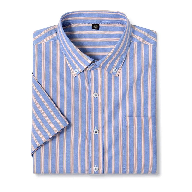 

TFETTERS Brand 2025 Summer Casual Short Sleeve Shirts Men 100% Cotton Business Shirts for Men Slim-fit Plaid Man