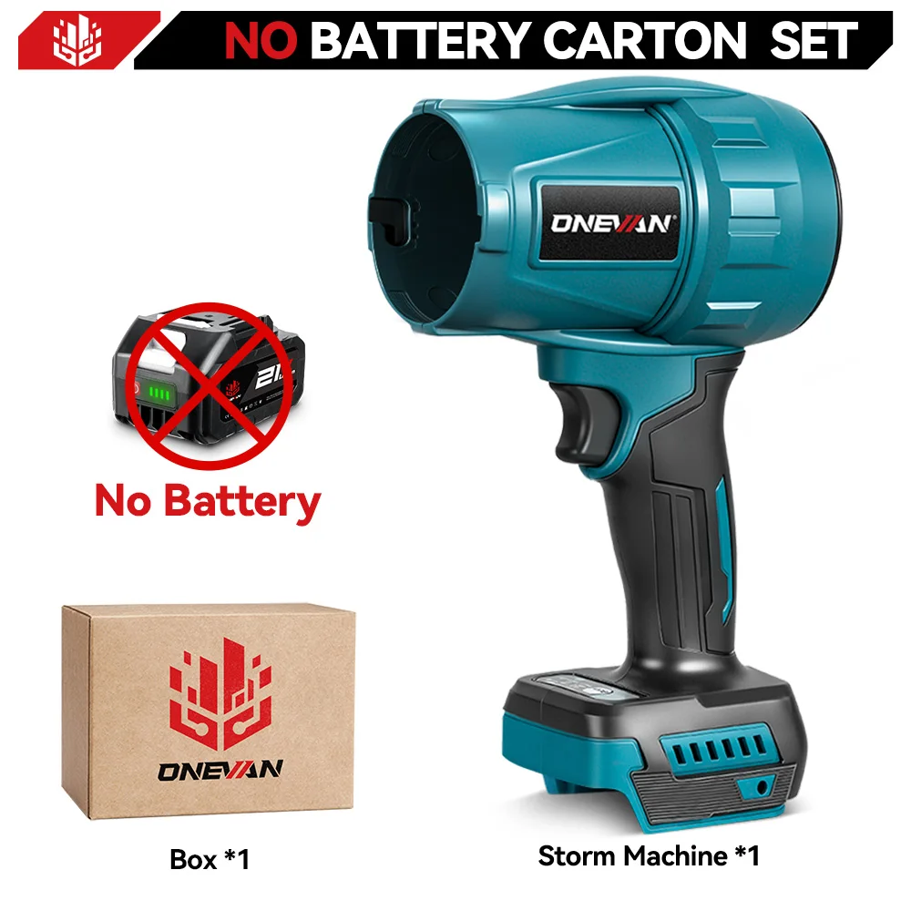 ONEVAN 3500W 350M/S Borstelloze Elektrische Turbofan Draadloze Bladblazer Sneeuw- en Stofblazer Krachtig Gereedschap voor Makita Accu