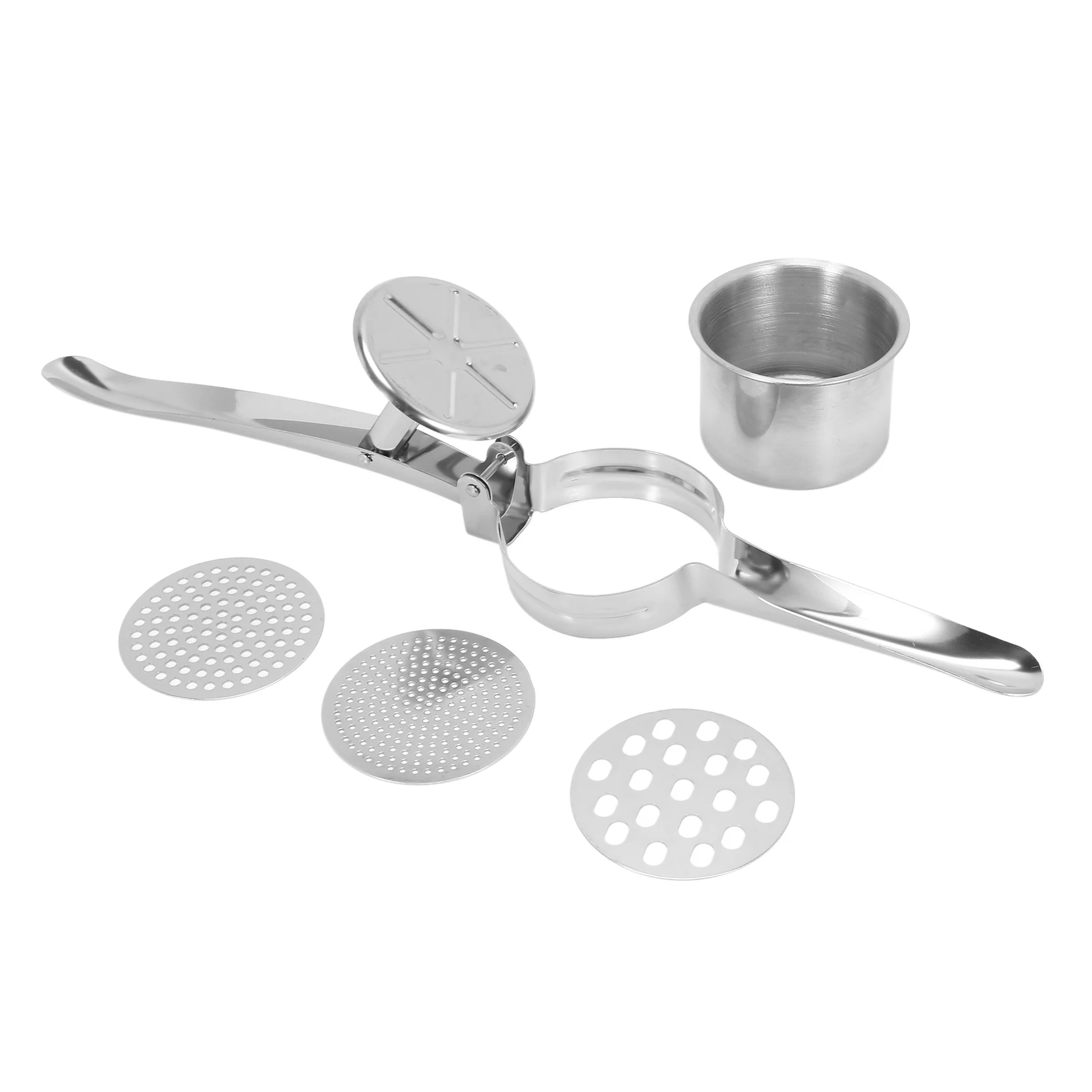 B-est Stainless Steel Potato Ricer Masher with 3 Interchangeable Discs for Fine, Medium, and Coarse, Easy to Use for Potatoes