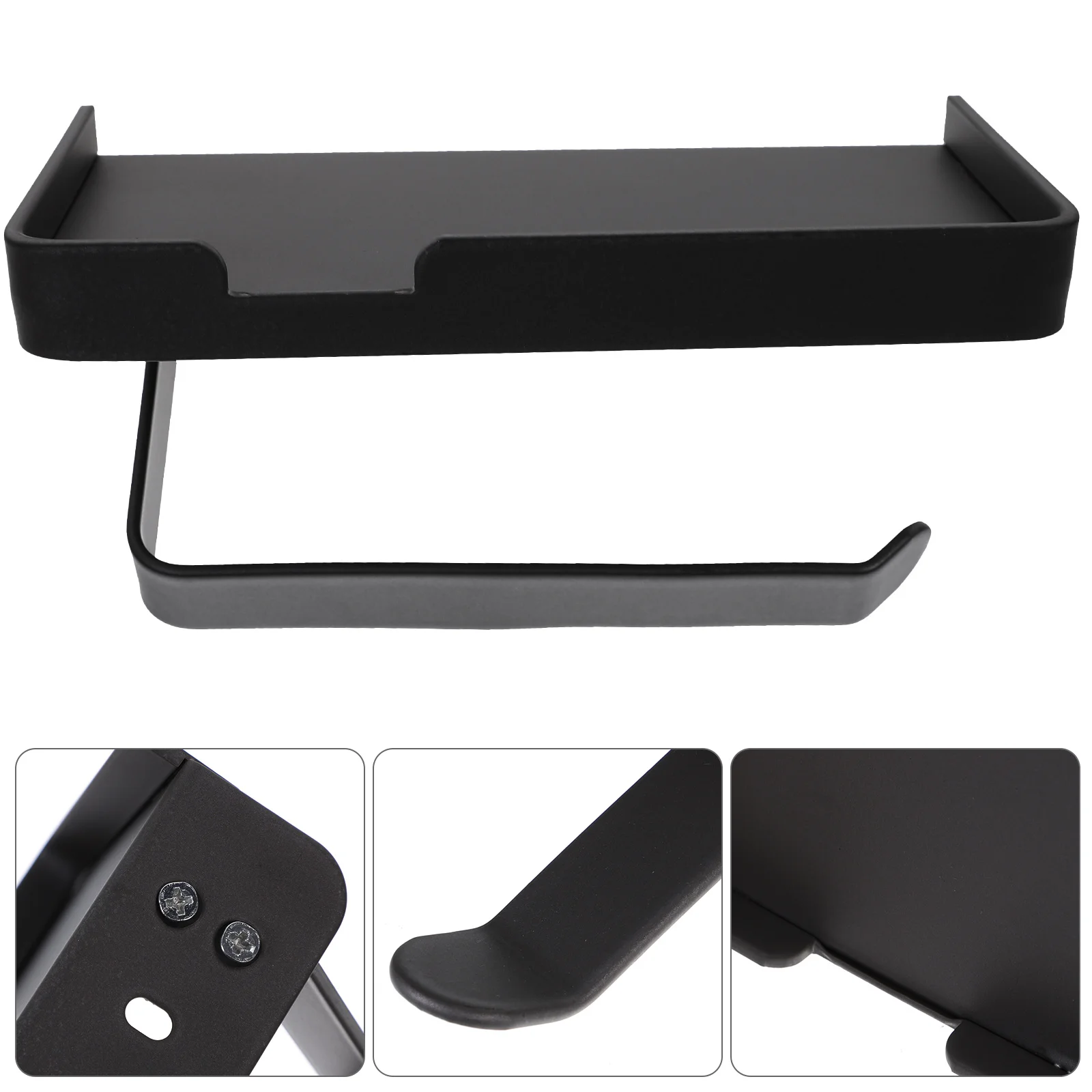 

Toilet Paper Roll Holder with Shelf Stainless Steel Wall Mounted Bathroom Storage Practical Design for Home Hotel