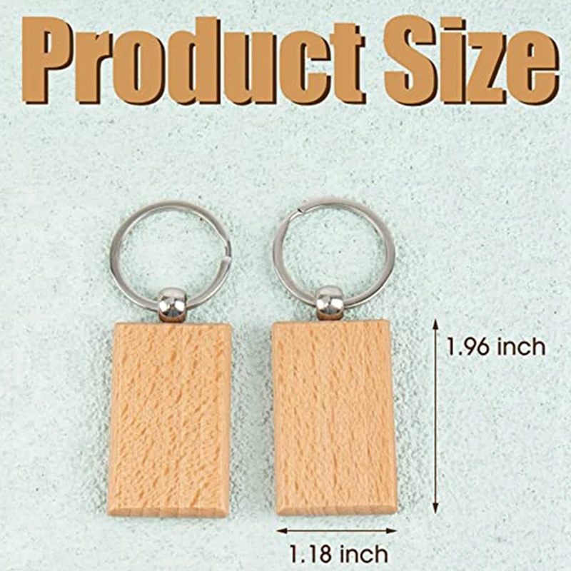 20Pcs Wood Blanks Wooden Keychain Blank Unfinished Wooden Key Tag With Ring Key Chain For DIY Craft A Durable Easy Install
