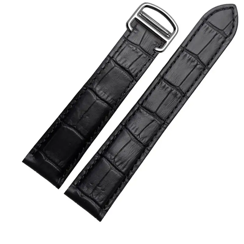 TINTAG Genuine Leather Watchband with Folding buckle for tank 16 17 18 20 22 23 24 25mm straps