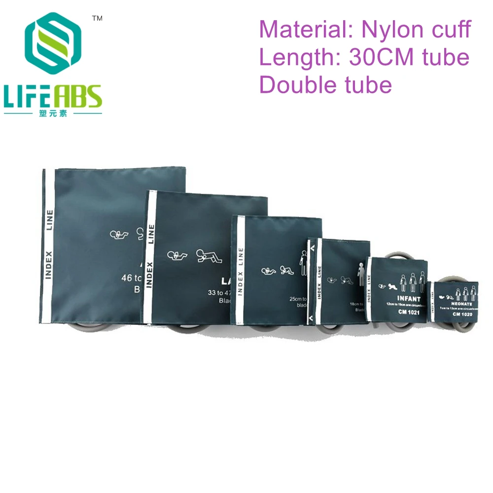 

6 Size of Green Double Tube Nylon Cuffs Blood Pressure Cuff Nibp Cuff for Edan Biolight Comen Patient Monitor