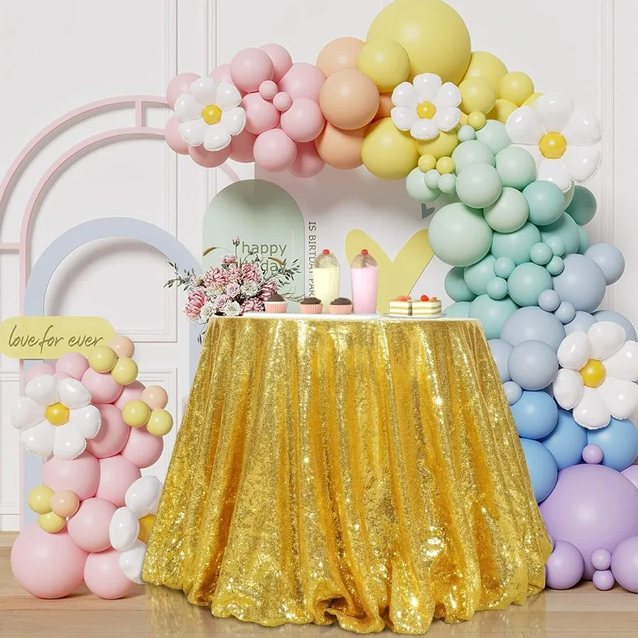 

Скатерть с блестками, круглая, золотая, 132 дюйма, блестящее скатерть для свадьбы, дня рождения, вечеринки, Рождества