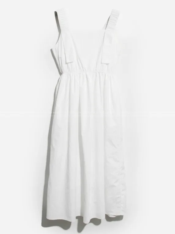 Ele Summer New Sle Chic Square Collar High Waist Slimming Midi Dr Women's Strapl Dr Sli Casual Gown