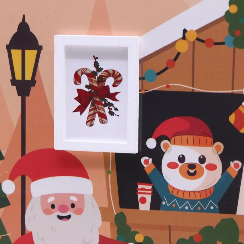 Poppenhuis Woondecoratie Poppenhuis Micro Kerst Scène Foto Props 1/12 Poppenhuis Mini Kerst Muurschildering Ornament