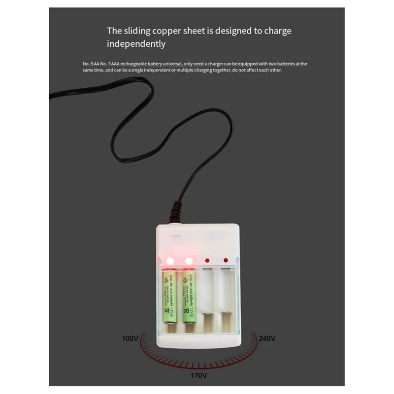 Hot-Charging Stand Retractable Four-Slot AA/ AAA For Rechargeable Batteries