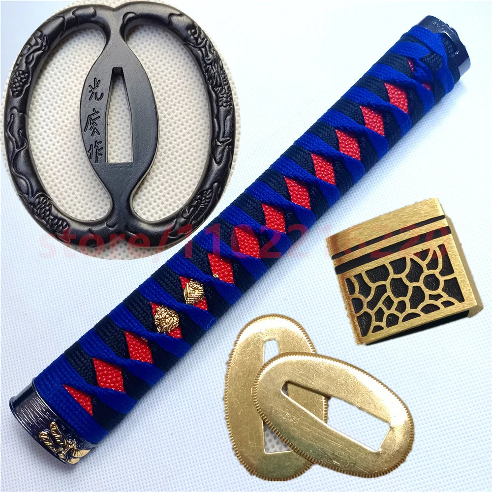

26cm Tsuka Handle Hilt Alloy Tsuba Handguard Guard Brass Habaki Seppa For Japanese Real Japan Samurai Katana Sword FIttings New
