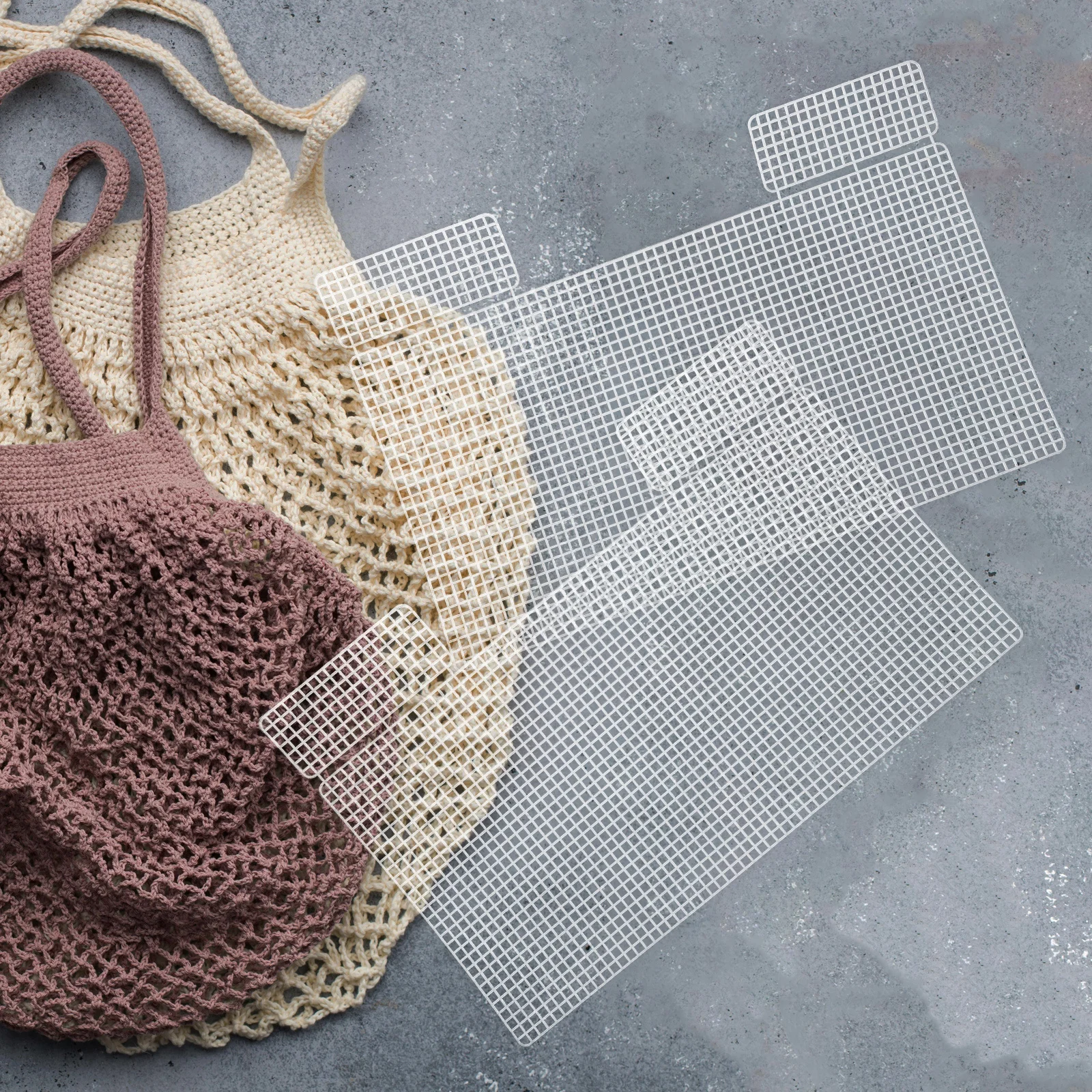 

4Pcs Plastic Mesh Sheets Sturdy DIY Craft Grid for Crochet Bag Making Kit Small Hole Mesh Fabric Weaving Project Material