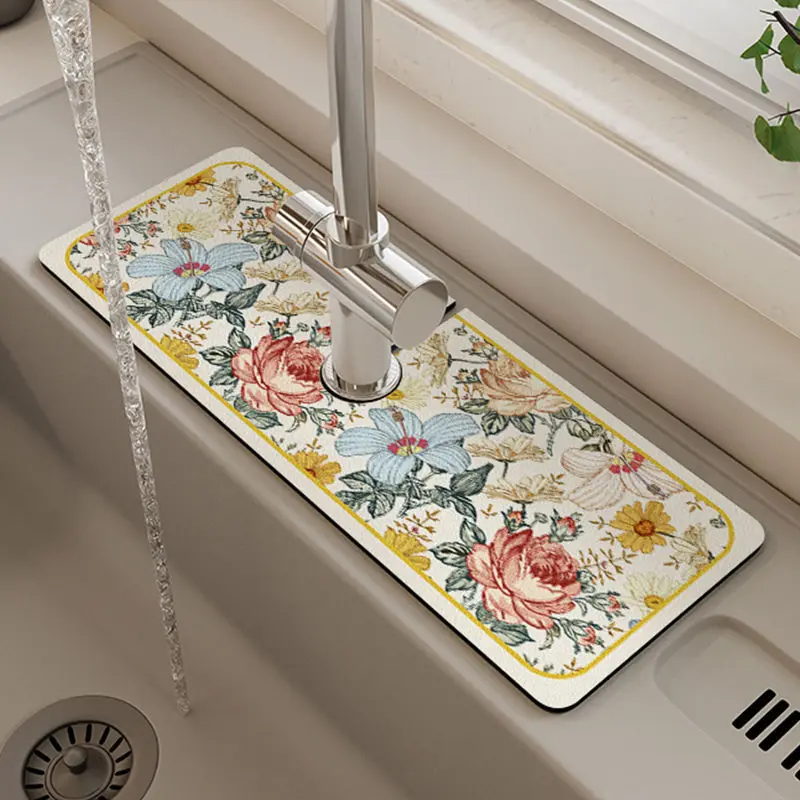 Sink Faucet Drain Pad Absorbent Kitchen Sink Mat Table Mat Diatomite Absorbent Pad Absorbent Drying Mat For Kitchen Countertop