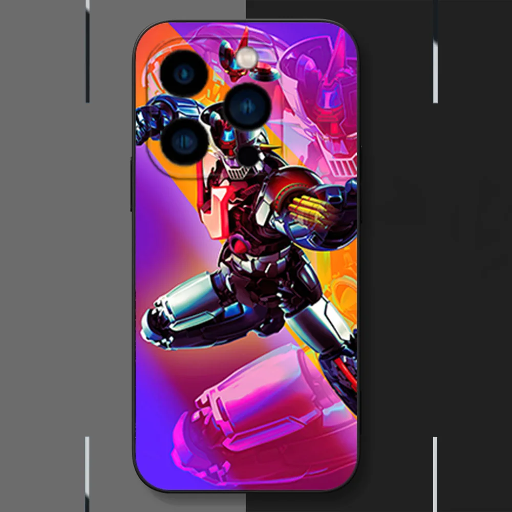 Cartoon M-Mazinger Z-Z Phone Case for iPhone 12 11 13 14 15 16 Max Pro Plus Black Soft Silicone Cover