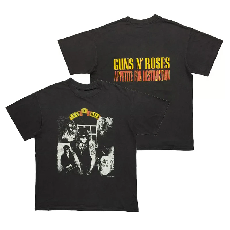 Best GUNS N' ROSES - Hard Rock American Street Loose Short-Sleeved Men's T-Shirt