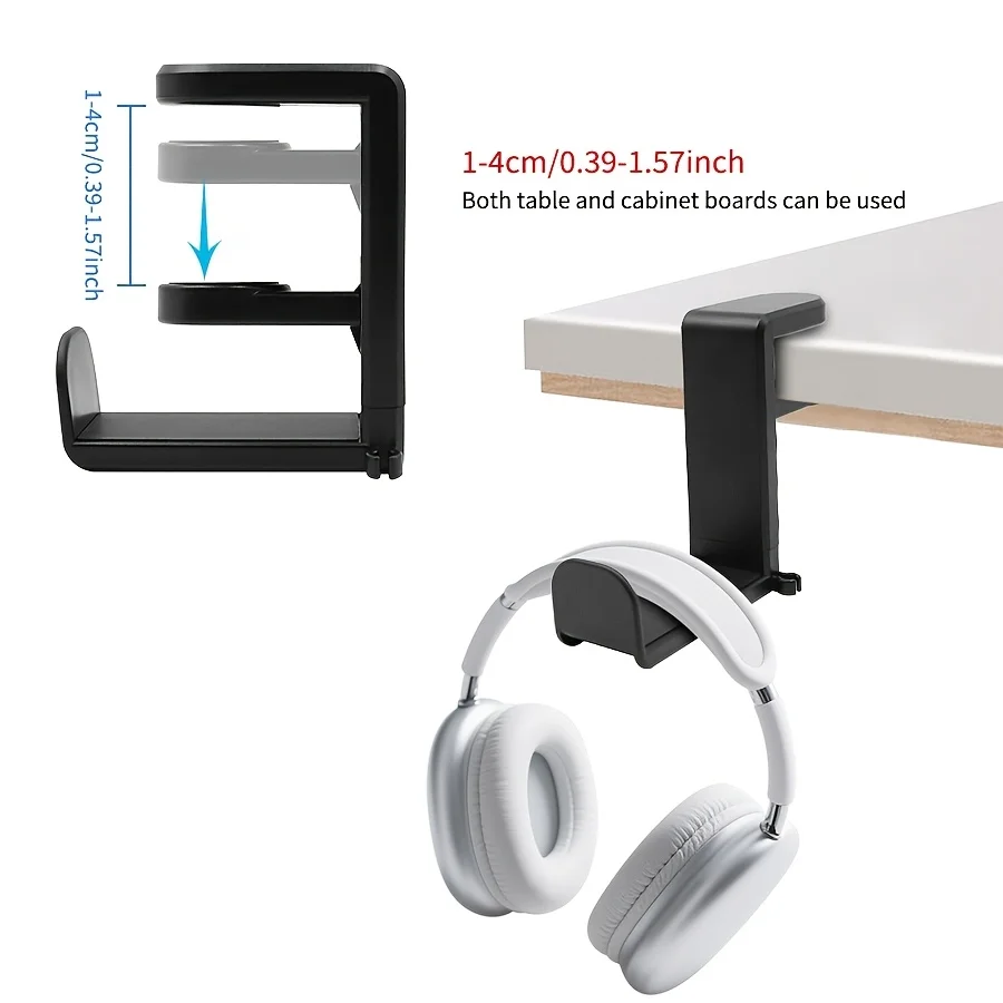 Under-Desk No-Drill Headphone Stand, 360-Degree Swivel Headphone Hanger, Foldable Headphone Holder image 4