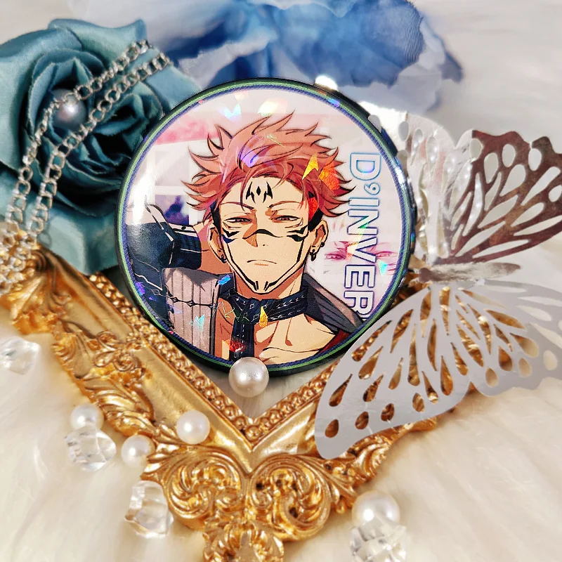 Anime Jujutsu Kaisen Satoru Gojo Inumaki Toge Cosplay Laser Badge Cartoon Tinplate Emblem Medal Brooch Breastpin Adorn Xmas Gift