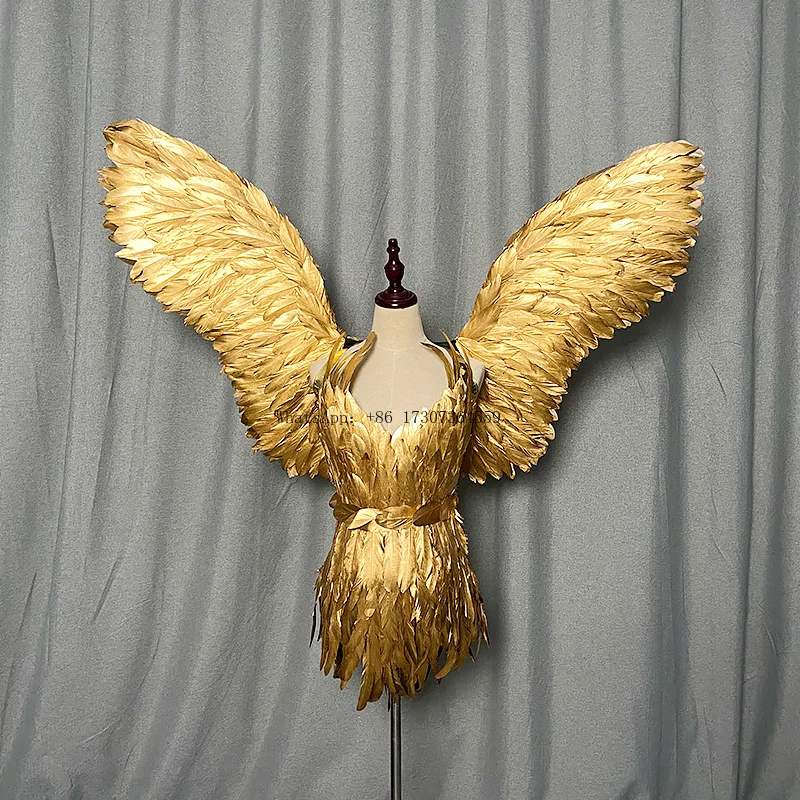 

Angel Wings Golden Feather Swallow Adult Show Devil Feather Skirt Set