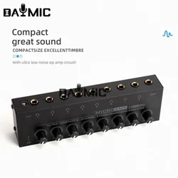 Factory 8channels audio Headphone Amplifier mixer HA800 metal Stereo Earphone Splitter AMP 4 channels for Music Mixer Recording