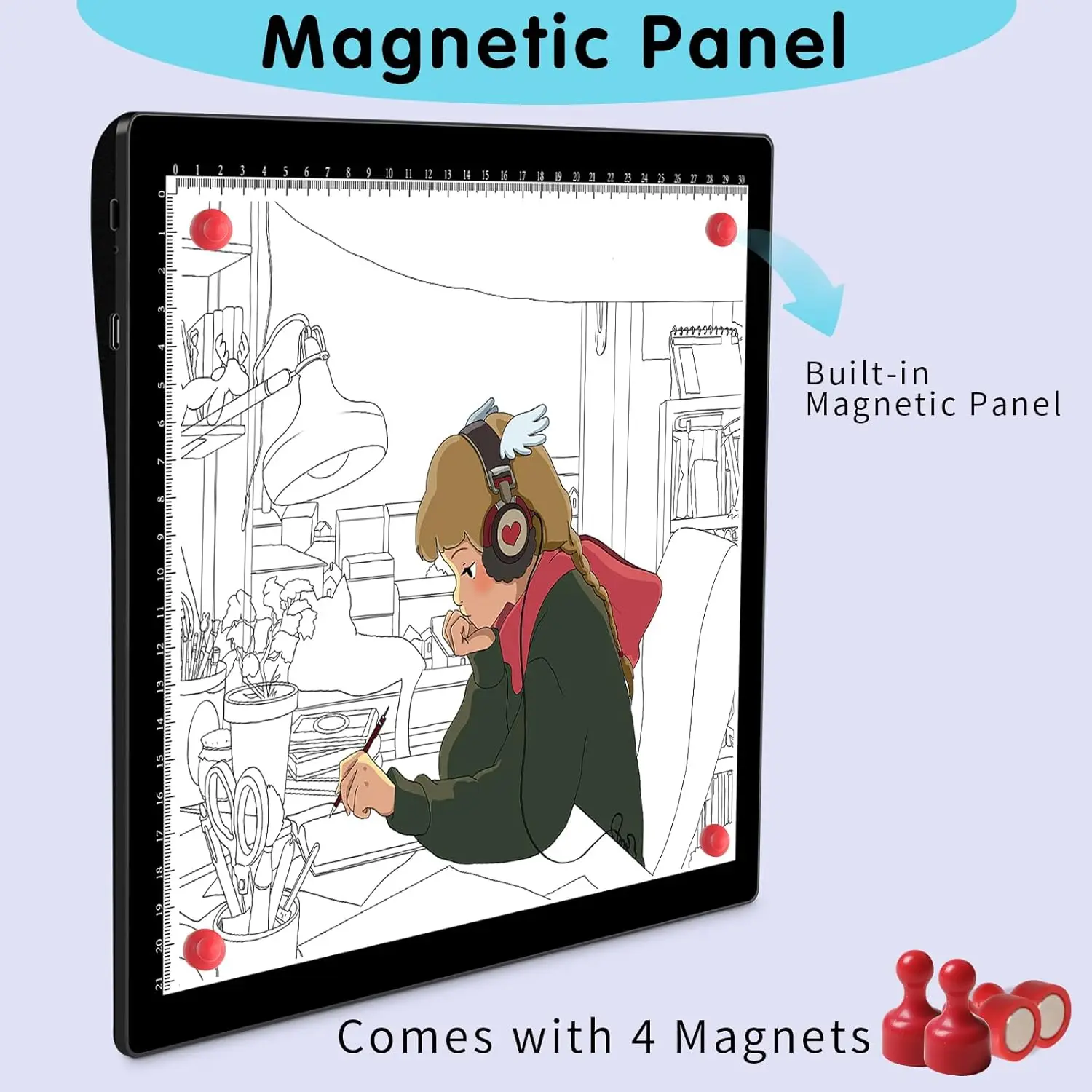Wireless A4 LED Light Pad 2500mAh Rechargeable Battery 5 Brightness Levels Adjustment for Diamond Painting Crafting Drawing