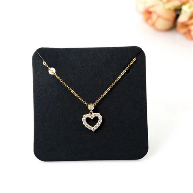 5*5cm 100pcs/lot Necklace Display Card Simple Modern Pure Color Jewelry Necklace Card Custom Logo Eco-friendly Showcase Cards