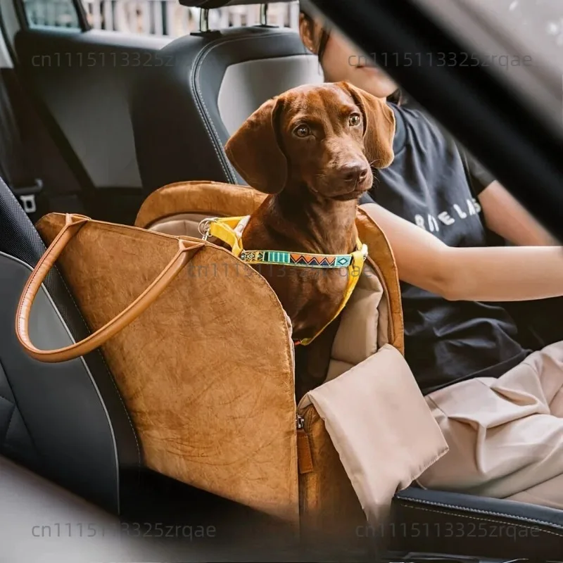 Multifunctional Portable Premium Leather Pet Travel Bag Small Pet Puppy Cat Car Seat Booster