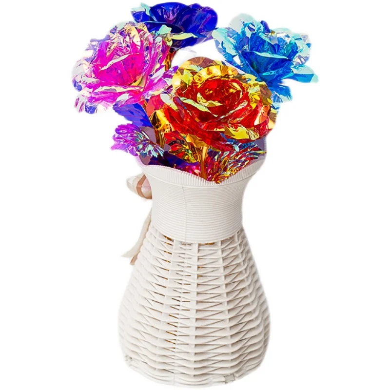 Colorful dazzling roses, starry sky, golden roses, romantic Valentine's Day gifts