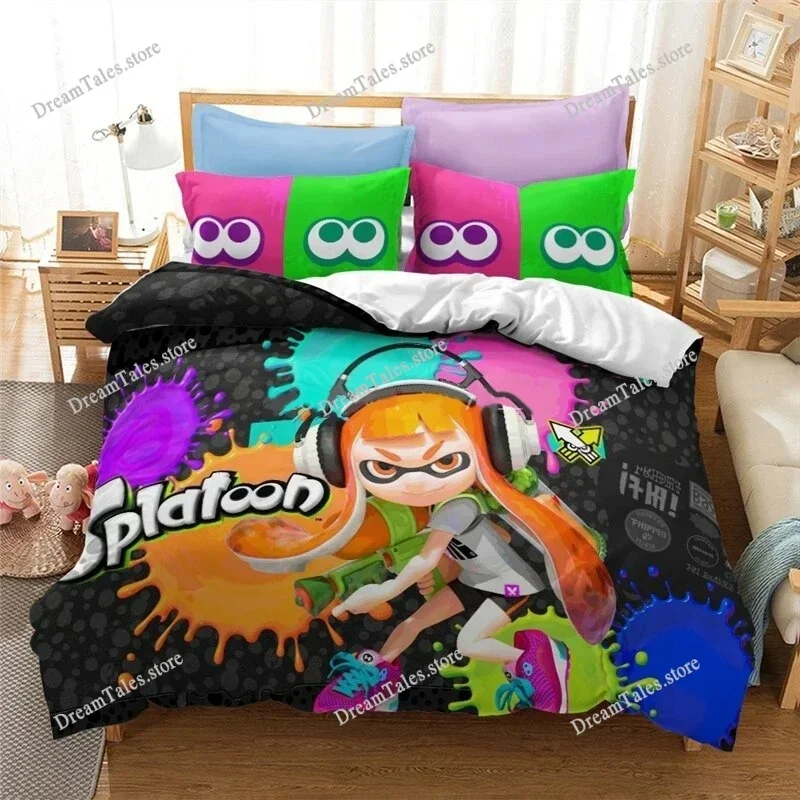 

3D Printing Splatoon Bedding Set Duvet Cover Bed Set Quilt Cover Pillowcase Comforter King Queen Size Boys Adult Bedding