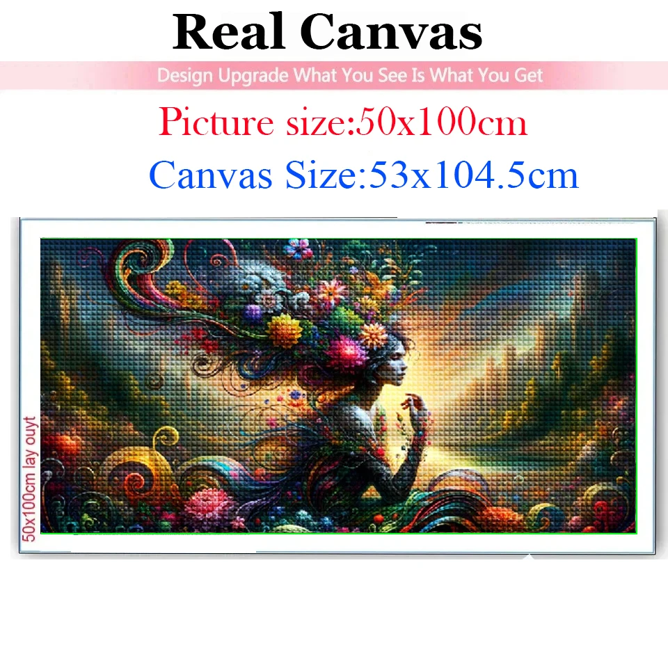 Fantasy Art,Beauty Woman with Vibrant Flowers,Surreal Landscape DIY 5D Large Diamond Painting Mosaic Embroidery Cross Stitch Kit