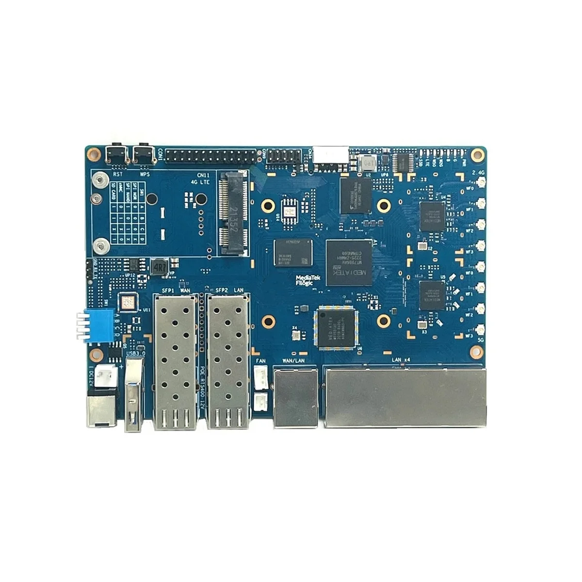 Placa de desarrollo para enrutador Banana PI R3 + carcasa + disipador Geat + antenas + Power MT7986 2G + 8G EMMC 2 SFP 2.5GbE 5GbE, enchufe estadounidense