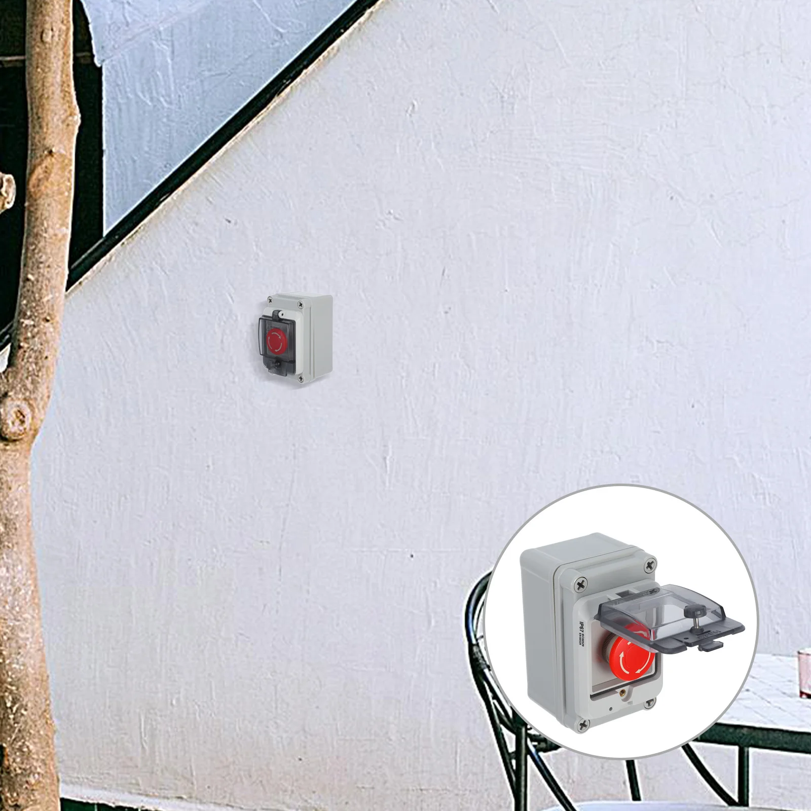 

Outdoor Waterproof Emergency Stop Push Button Switch Box Red Mushroom Latching Control Box for Start Stop Operation