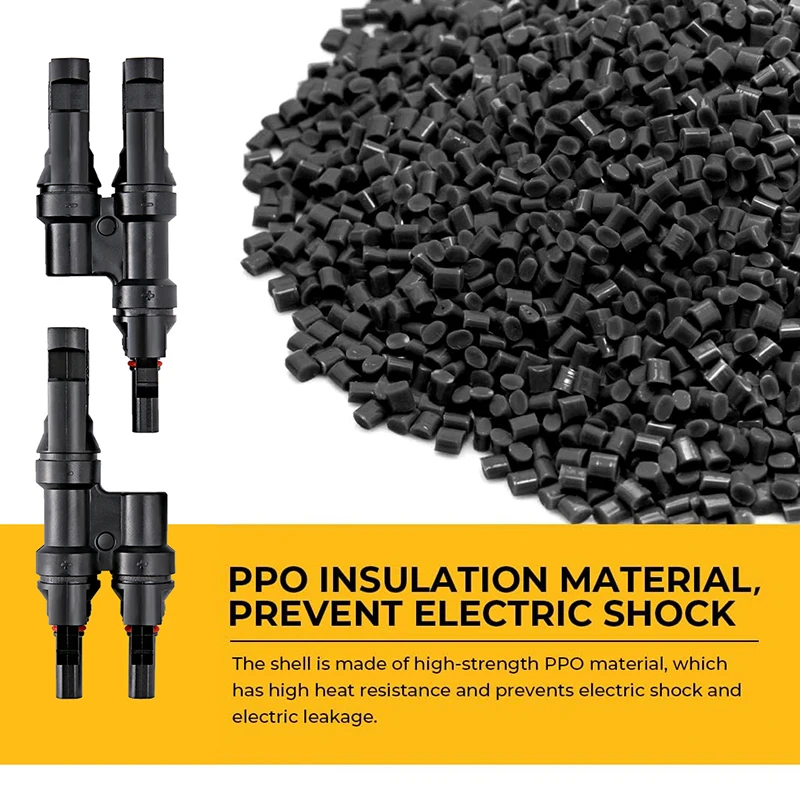 XIONGISOLAR  Solar Y Branch 2 to 1 DC Connectors PV IP67 Connector in Pair for Parallel Connection Between Solar Panels FMM+MFF