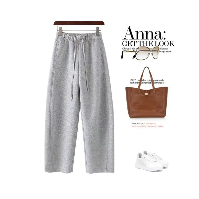 

Расклешенные брюки с эластичной завязкой на талии, осенние женские яркие повседневные свободные широкие брюки с украшением