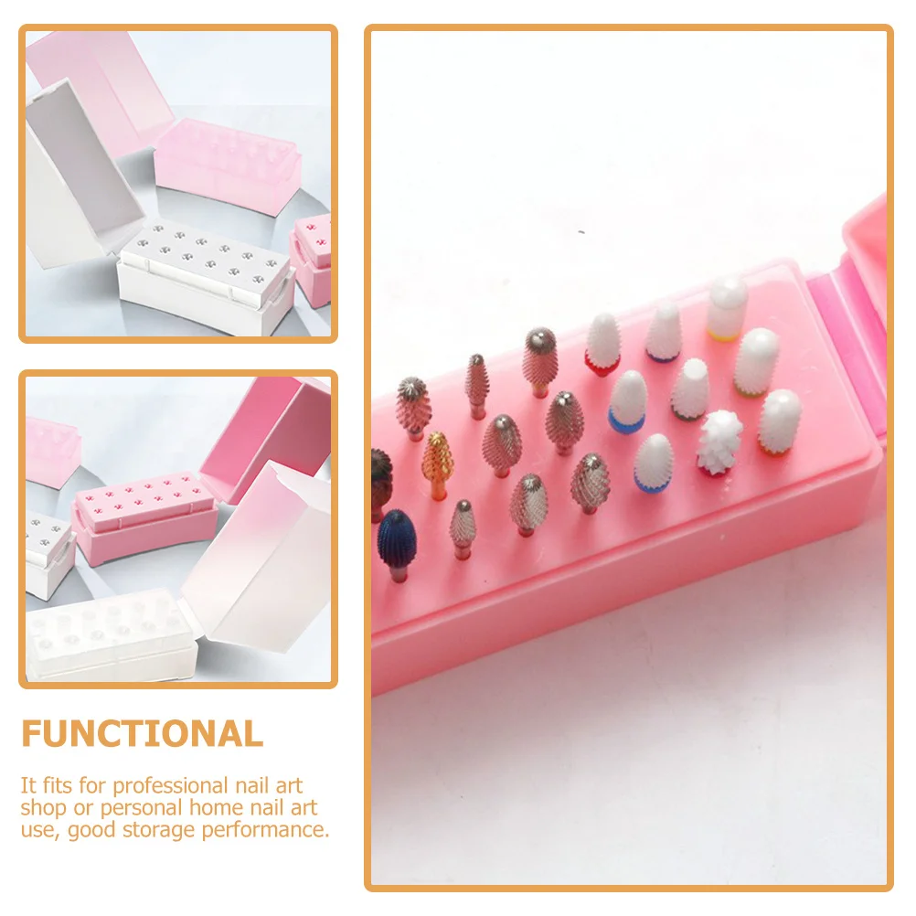 

2Pcs Nail Drill Bit Organizer Durable No Odor Plastic Storage Case for Professional Salon Home Use Practical Portable Manicure