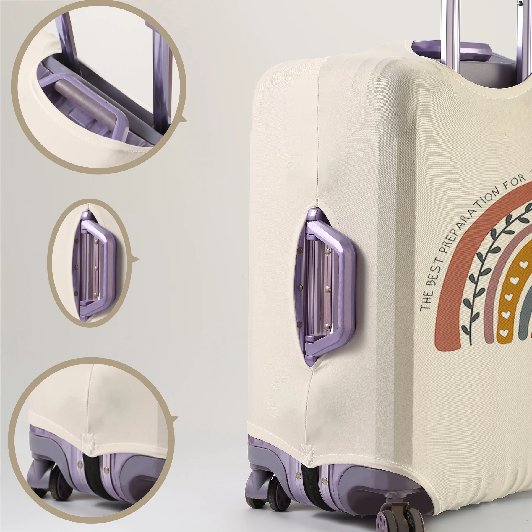 Rainbow pattern luggage protection cover, suitable for 18-32 inch luggage covers, luggage handle gloves, travel accessories