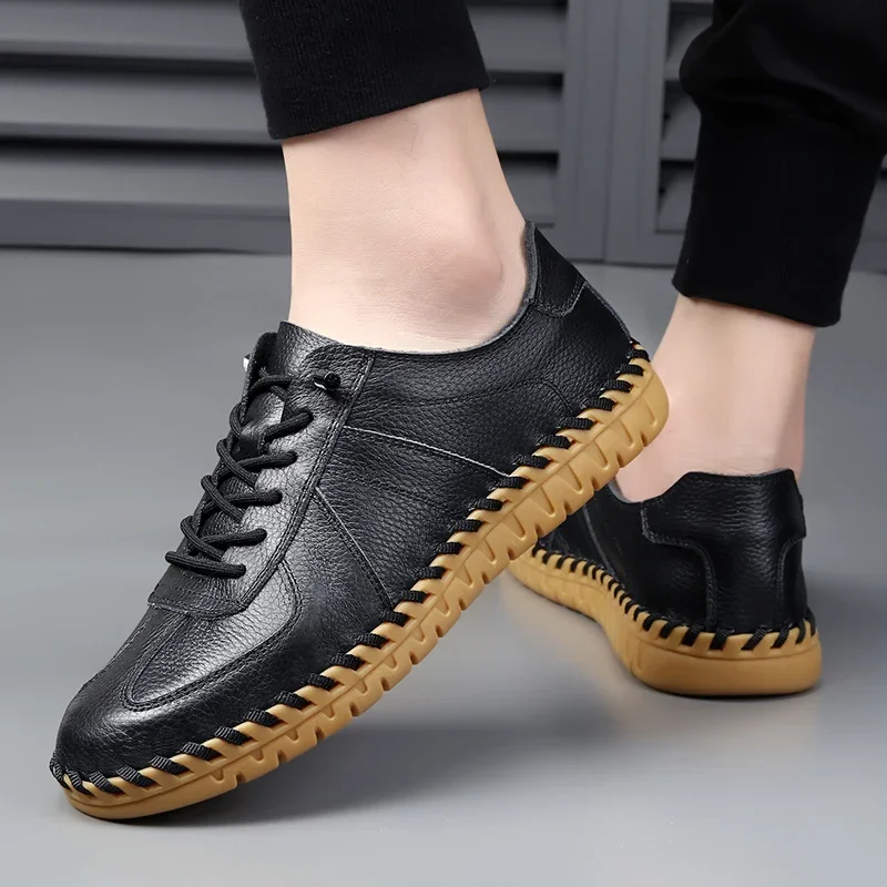 

2024 New Top Layer Cowhide Black Rice Two Tone Shoes