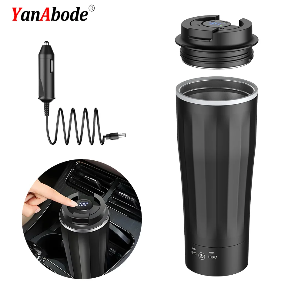

Portable 12V/24V Car Heating Mug 450ML Smart Coffee Travel Cup Variable Temperature Control Display With Anti-Spill Kettle
