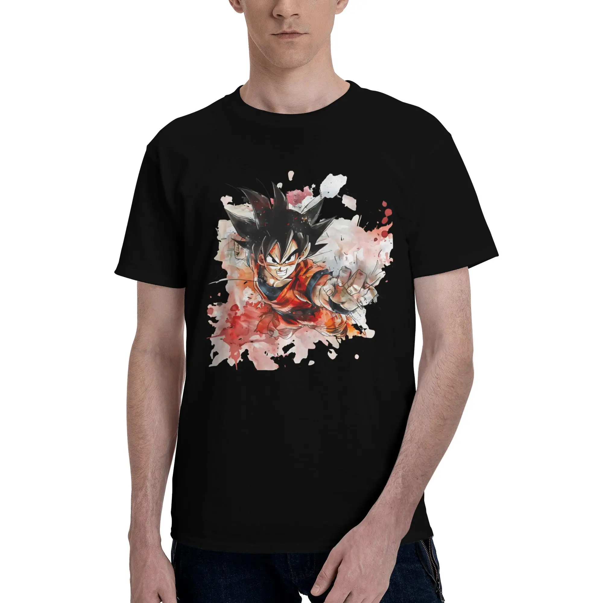 Ink Fury Son Goku Novelty Graphic 100% Cotton T-Shirt Bandai DRAGON BALL Tops Tees For Men