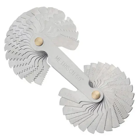 55/60도 미터법 인치 나사 플러그 게이지 기어 치아 나사 피치 게이지 측정 탄소강 선반 조합 도구