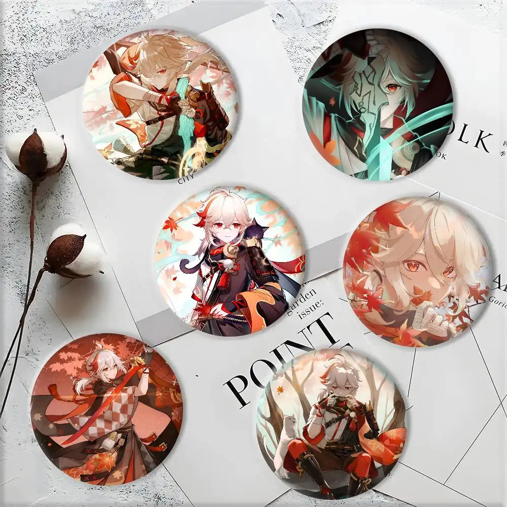 Anime Genshin Impact Game Kaedehara Kazuha Badge Tinplate DIY Backpack Clothing Accessories Jewelry Pins