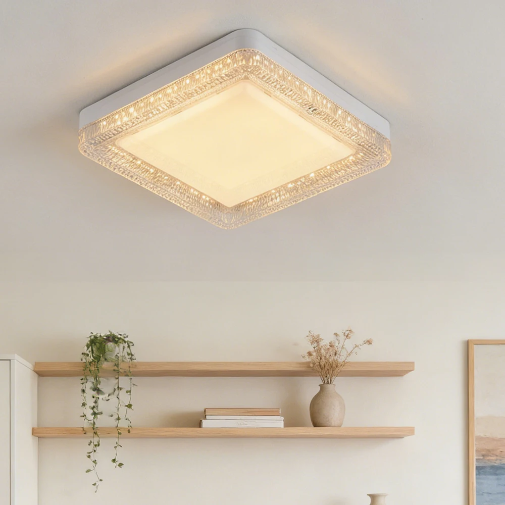 

Квадратный/круглый светодиодный потолочный светильник, современный ультратонкий хрустальный потолочный светильник 48W 36W 24W, домашний светильник для балкона, кухни, спальни