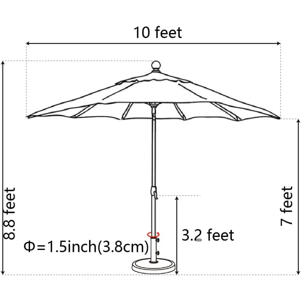 الولايات المتحدة الأمريكية 10 سنوات غير يتلاشى 10Ft مظلة السوق مظلة فناء مظلة طاولة خارجية مع تهوية، أزرق ملكي #5