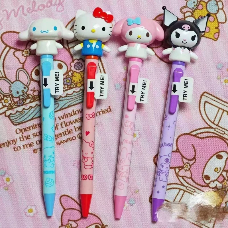 

12pcs/lot Sanrio Kuromi Melody Cinnamoroll Kitty Press Ballpoint Pen Cute Press Ball Pens School Office Writing Supplies